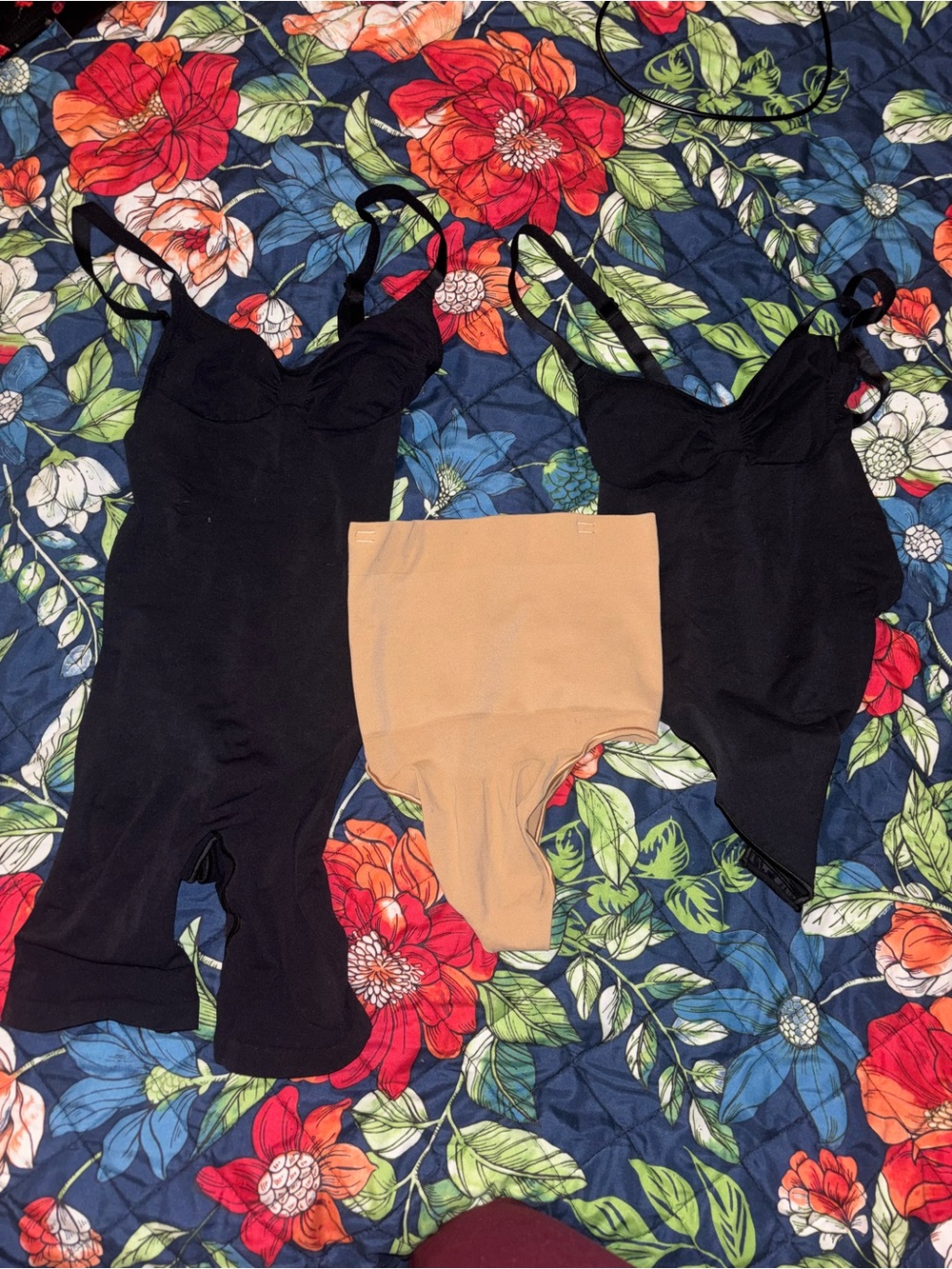 SKIMS Black Shapewear Bodysuits with Nude High-Waist Brief